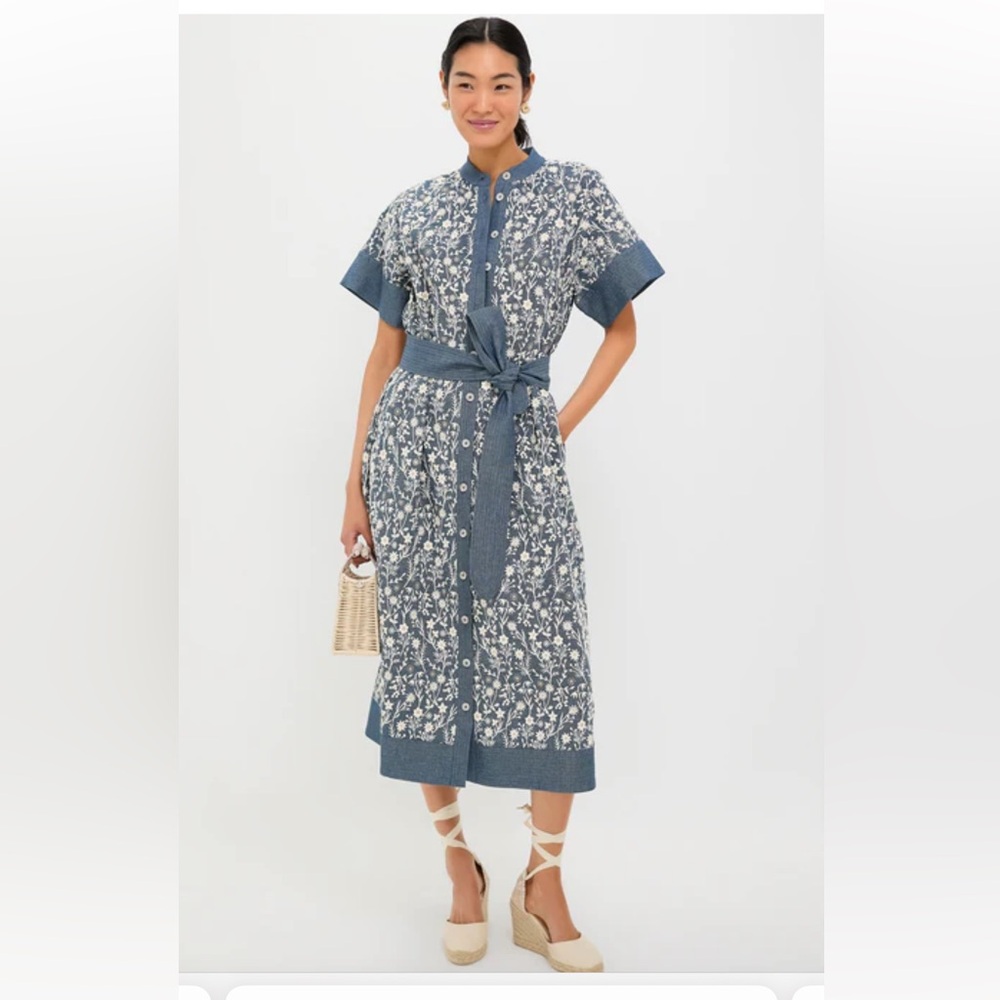 Tuckernuck Embroidered Chambray Wildflower Meadows Prescott Dress - XXL